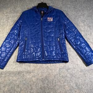 NFL NY New York Giants Puffer Jacket Blue Womens Small (S)